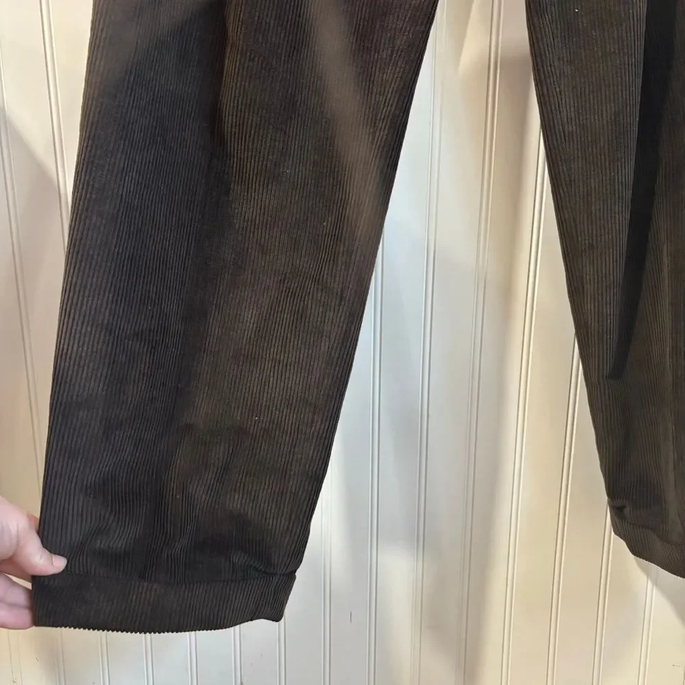 Lauren Ralph Lauren‎ Mens Corduroy Pleated Dress Pants Classic Fit Brown 36x33